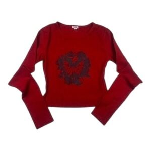 Garage‎ Cropped Long Sleeve Top Red Graphic Size P/S